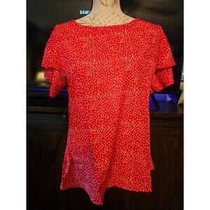 La Mode Red Polka dot Blouse